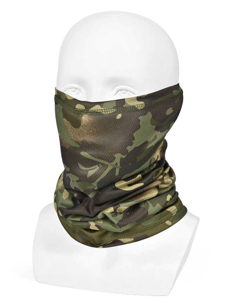 Pañuelo de seda de camuflaje para casco, pañuelo para la cabeza para pesca al aire libre, máscara de protección solar para el cuello de verano, transpirable para ciclismo y deportes.