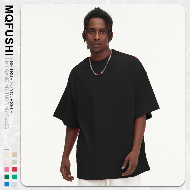 Black-350g 무거운 티셔츠