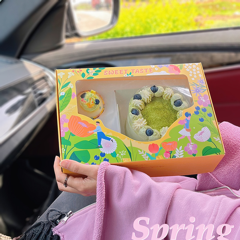 2024春游野餐盒马芬杯蛋糕盒2粒纸杯蛋糕4寸网红开窗烘焙包装盒
