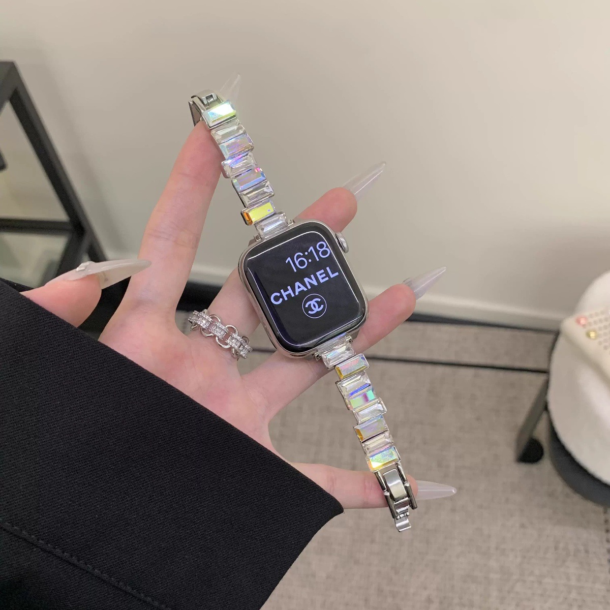 Suitable for Applewatch Apple Watch S10 Asymmetrical Strap Color Diamond Metal Women's S987Se Women's Accessible Luxury