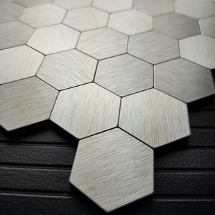Hexagonal Metal Mosaic Wall Stickers Stainless Steel Background Wall Bathroom Living Room Tiles Self-Adhesive Aluminum Plastic Panel Adhesive Tiles