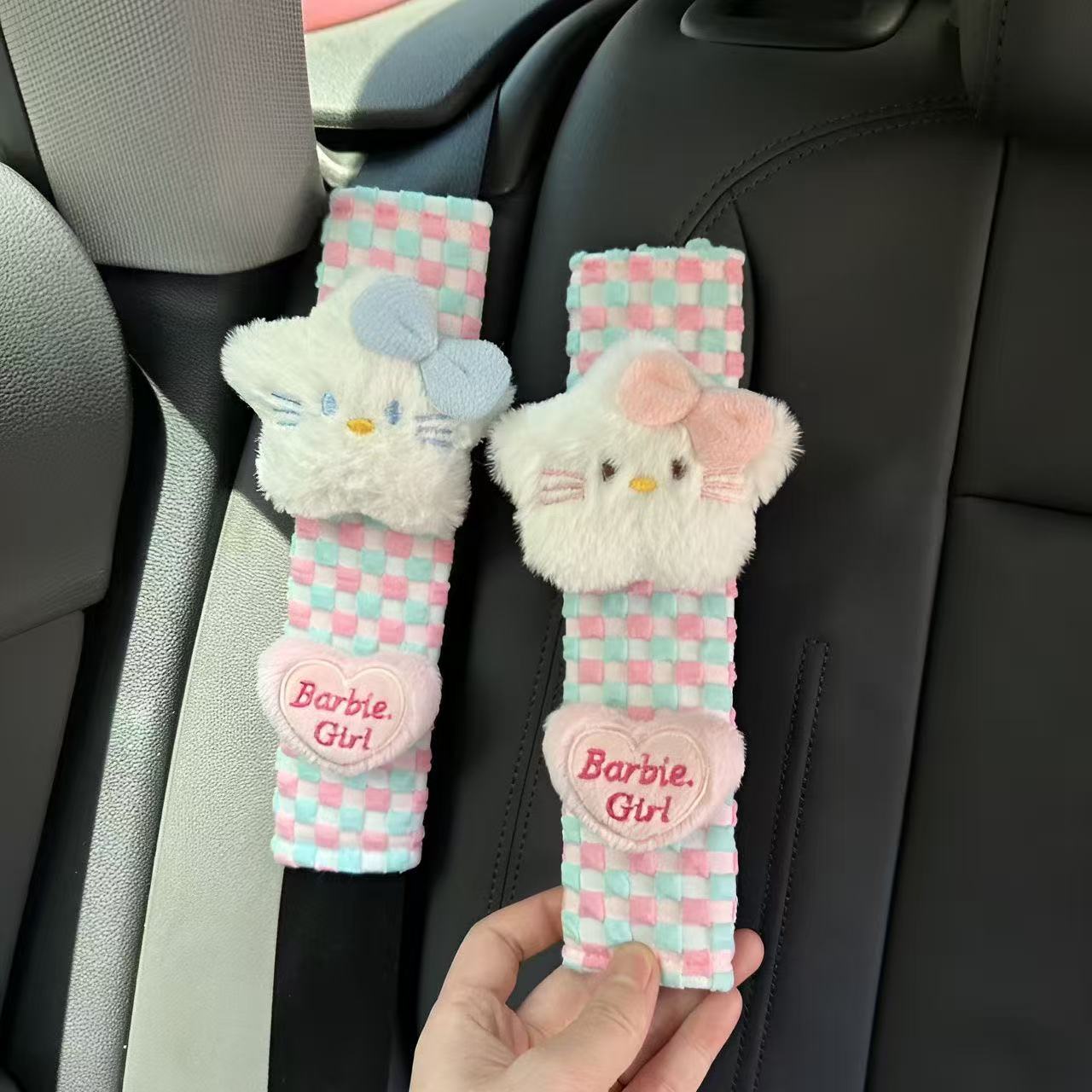 Car Tissue Bag Hanging Pouch Cute Star Pink Car Tissue Box for Interior Use Seat Tissue Bag Hanging Tissue Box