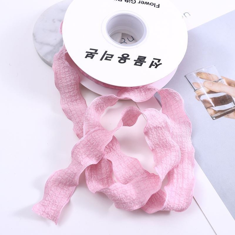 Fishtail oreja hilo pequeña cinta plisada fresca borde ondulado cinta flor material de embalaje ramo cinta