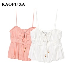 KAOPU ZA 2025 新しい夏の女性のファッションヨーロッパとアメリカンスタイルのセクシーなホットガールリボン装飾サスペンダートップ