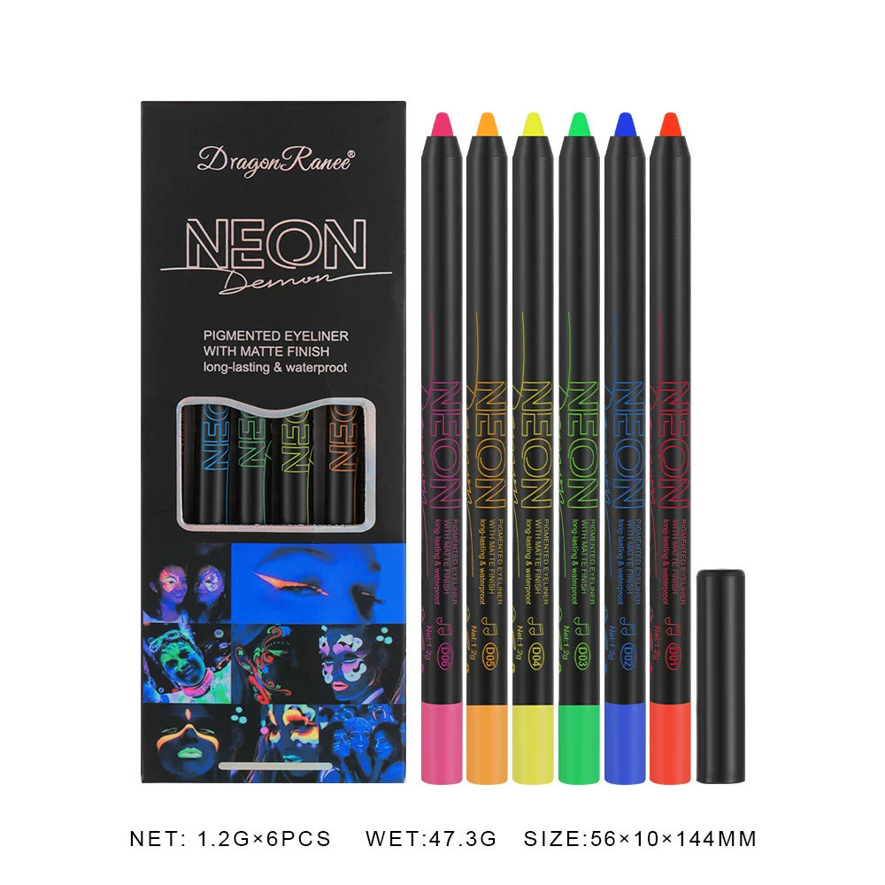 Карандаш для глаз, подводка, флюоресцентная тени для глаз водостойкие, набор для лица, ( торговля), хэллоуин, косплей, 6 предметов