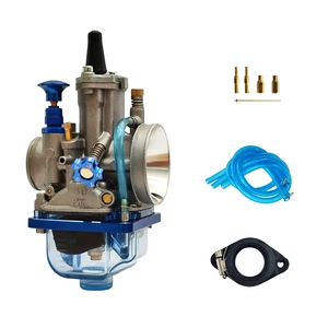 PWK motosiklet karbüratoru 21-34mm, mavi şəffaf alt qapaq, manifold ölçmə dəliyi