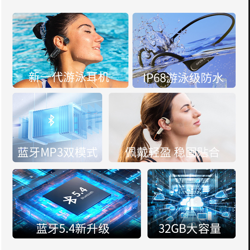 X22真骨传导运动耳机32G内存IPX8级防水户外跑步骑行游泳蓝牙耳机|undefined