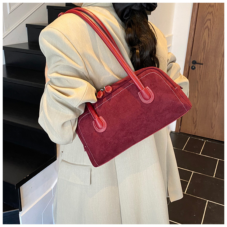 Suede Look Soft East West Shoulder Bag 36