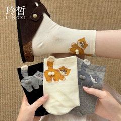 2025卡通猫咪蛋蛋袜子女秋季可爱薄款卡通日系搞怪长袜小红书爆款