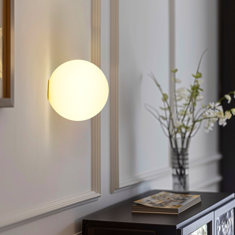 Ball Glass Wall Lamp Nordic Minimalist Designer Living Room Background Wall Lamp Bathroom Spherical Bedroom Bedside Lamp Ball Glass Wall Lamp Nordic Minimalist Designer Living Room Background Wall Lamp Bathroom Spherical Bedroom Bedside Lamp