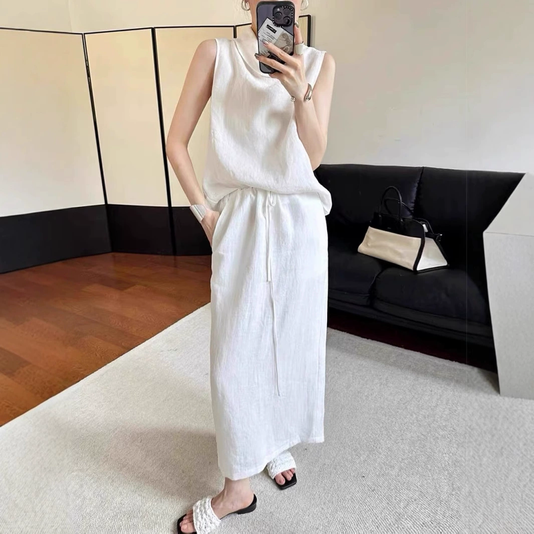 Простой старый денежный ветер черный белый 2025 летняя женская веревка повседневная юбка