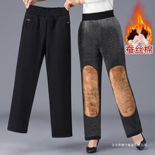 冬季女士外穿棉裤中老年妈妈裤子加绒加厚特厚保暖裤宽松直筒长裤