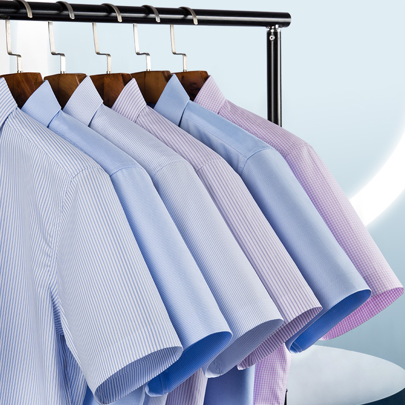 Short-sleeved Shirt Men's Summer DP High-end Non-ironing Business Professional Dress Anti-wrinkle Professional Work Bank White Collar Shirt