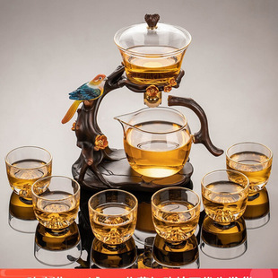 New Style Automatic Glass Tea Set suit Household Light Luxury Tea Cup Magnetic Teapot for Lazy People to make Tea