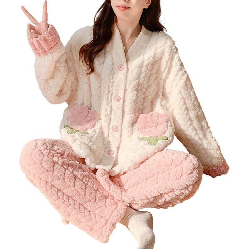 Зимние флисовые пижамы для беременных 2025 года, утепленные, больших размеров, теплые, послеродовые, из кораллового флиса, одежда для беременных и кормящих мам, 12