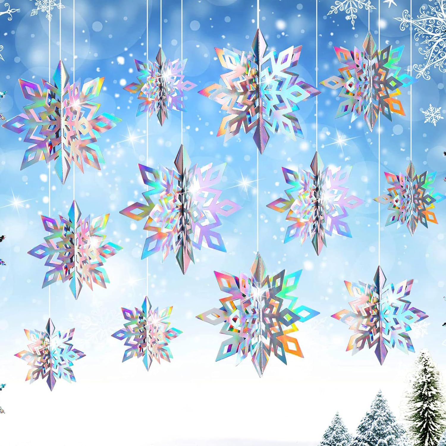 Christmas 3D Stereo Snowflake Decoration Christmas Snowflake Pendant Shopping Mall Shop Window Christmas Ceiling Decoration