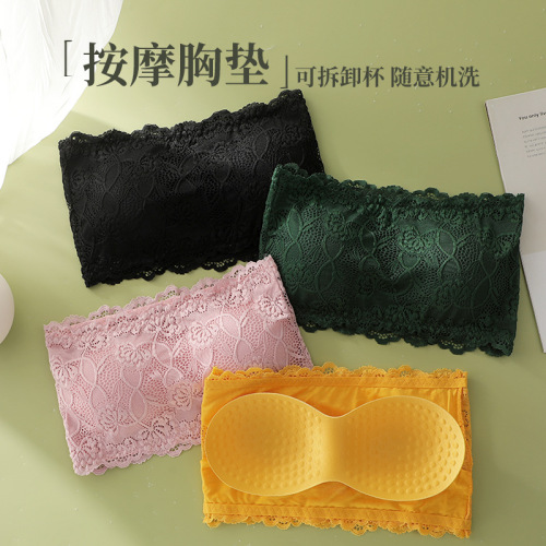 New invisible lace backless push-up bralette with non-slip wrap underwire Bralette with padded cups and no straps