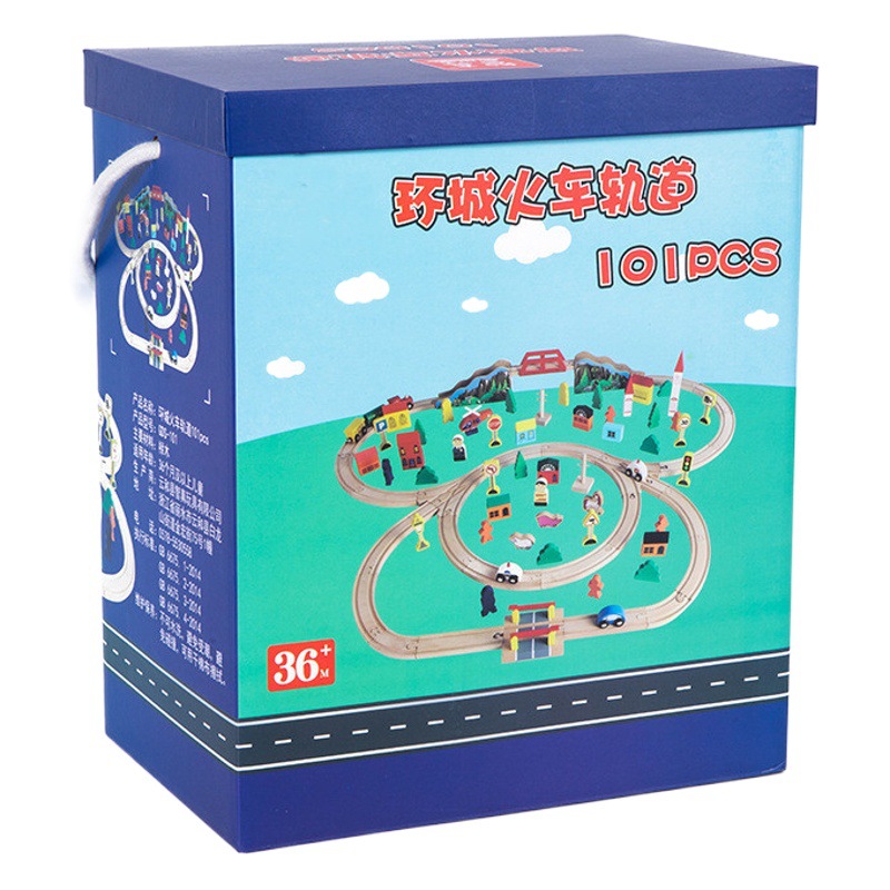 Gran traje de pista 100PC pista eléctrica niños 3-4-5 años bebé pista de madera montado juguetes educativos