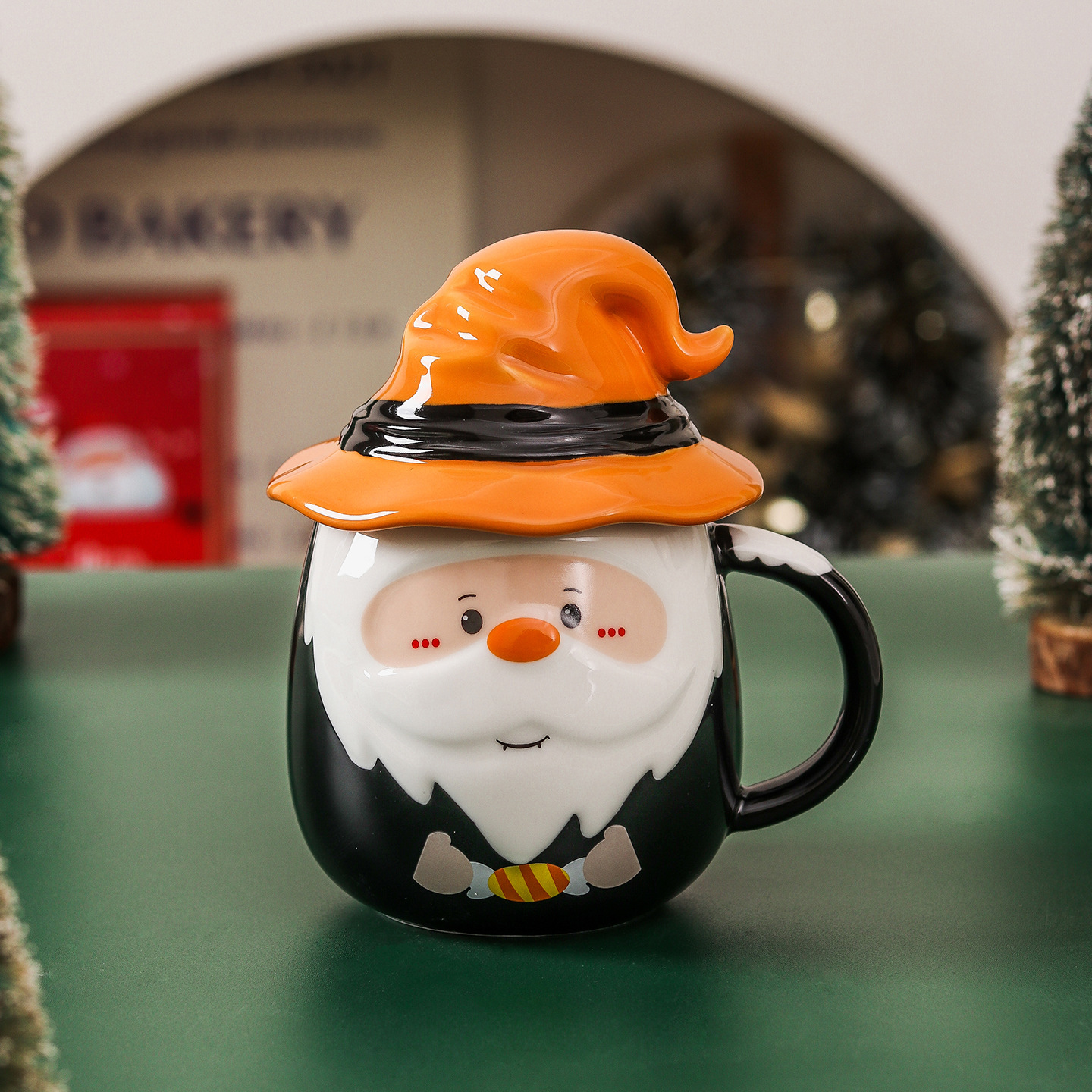D Santa Claus cup + lid (orange)