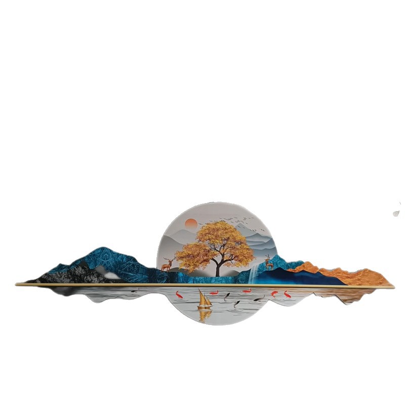 Nuevo estilo chino LED pintura de lámpara luminosa pintura de decoración de sala de estar significa buena pintura de paisaje sofá fondo pintura de pared colgante al por mayor