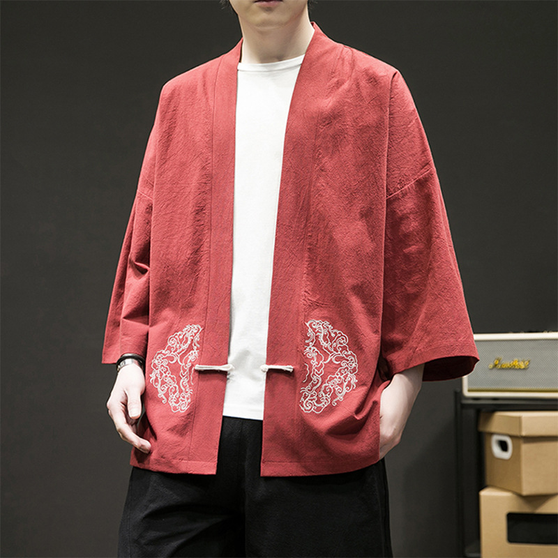 中式唐装改良汉服男士羽织中国风古装道袍复古民族风和服开衫外套