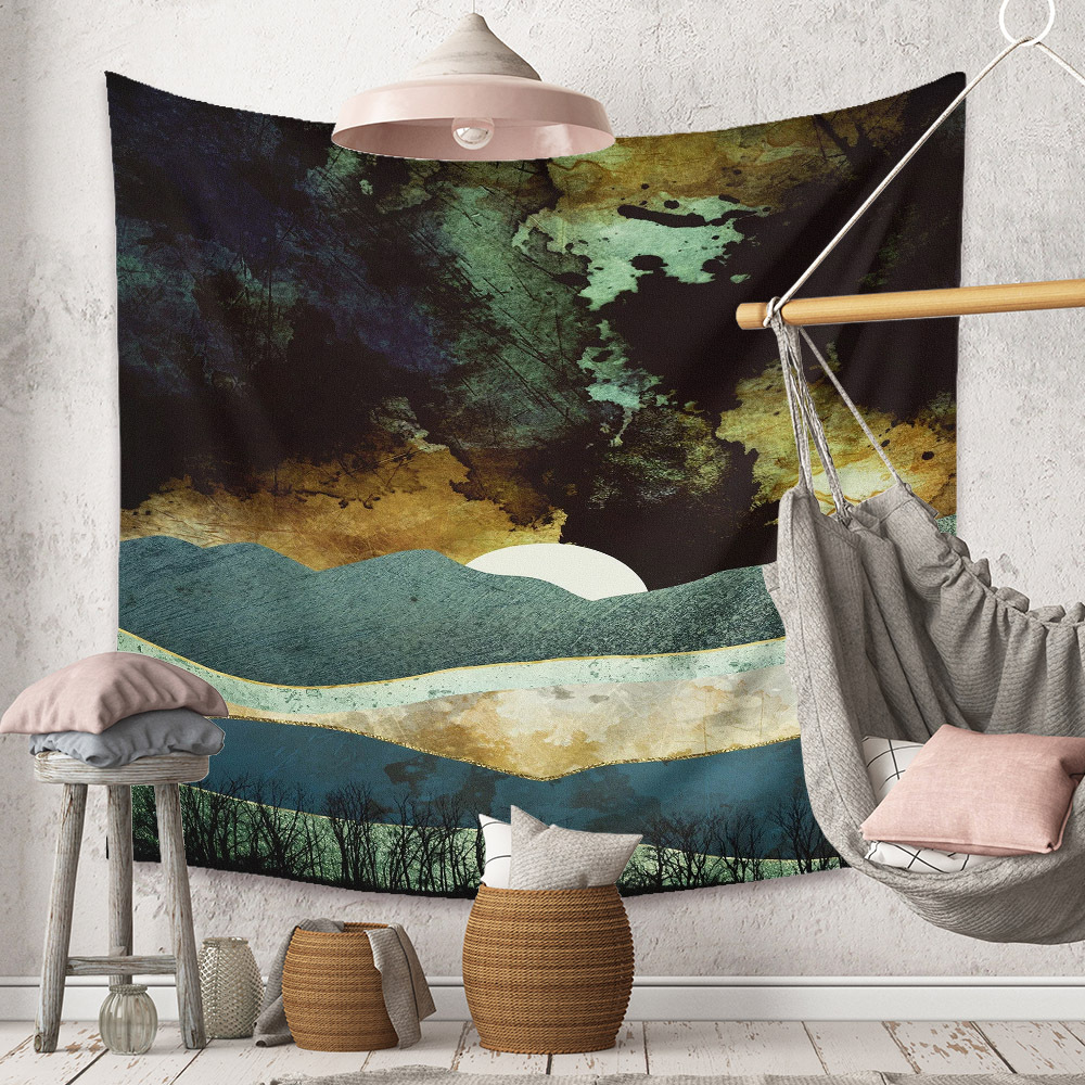 Bohemian Moon Mountain Painting Wall Cloth Decoration Tapestry Wholesale Nihaojewelry display picture 207