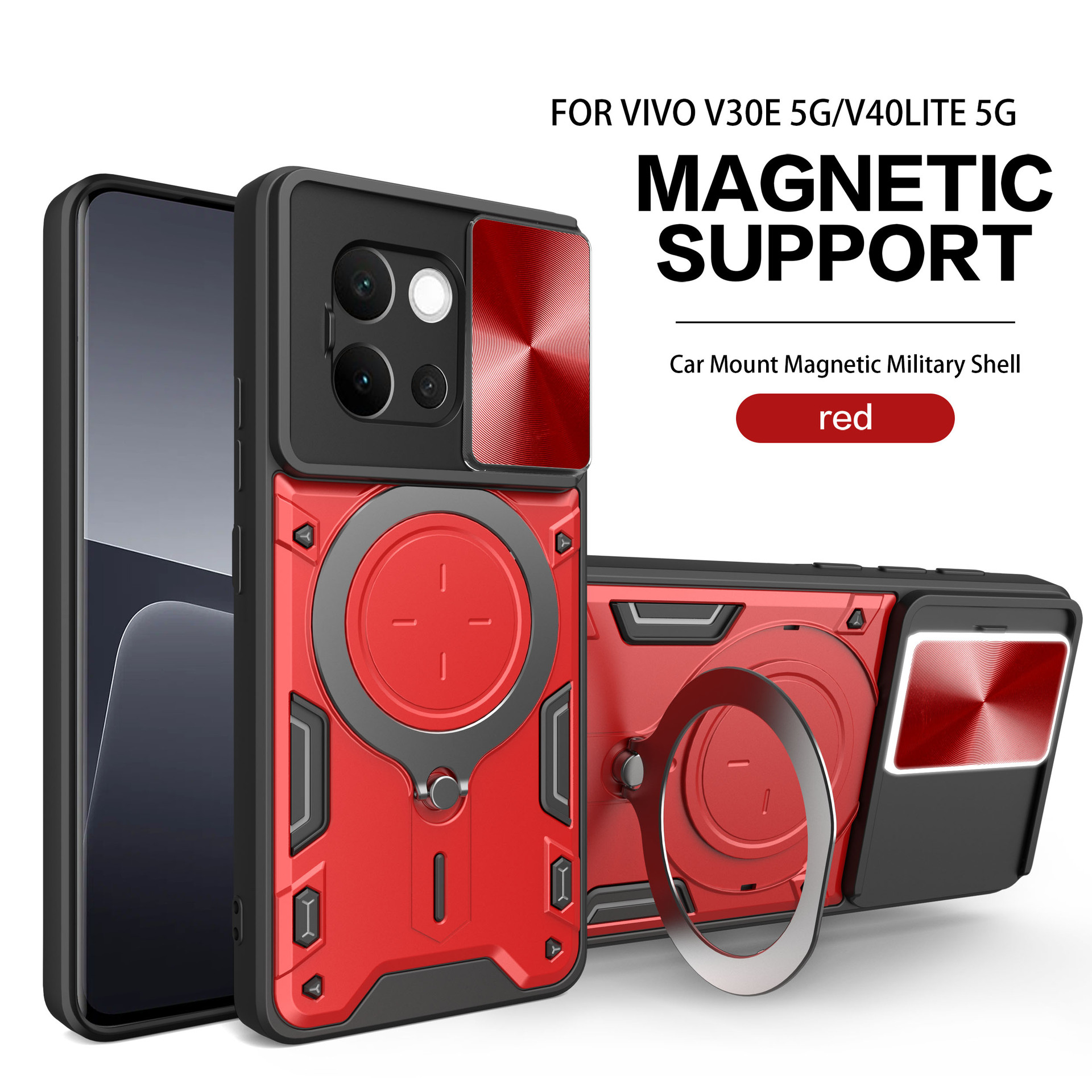 Adecuado para VIVO Y300Pro, carcasa para teléfono móvil con ventana de empuje, soporte magnético para automóvil iQOO Z10, cubierta protectora anti-caída