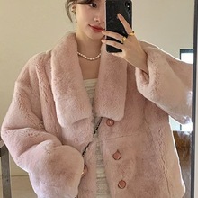 新款仿獭兔毛皮草外套女秋冬季加厚韩版宽松貂皮羊羔毛毛大衣
