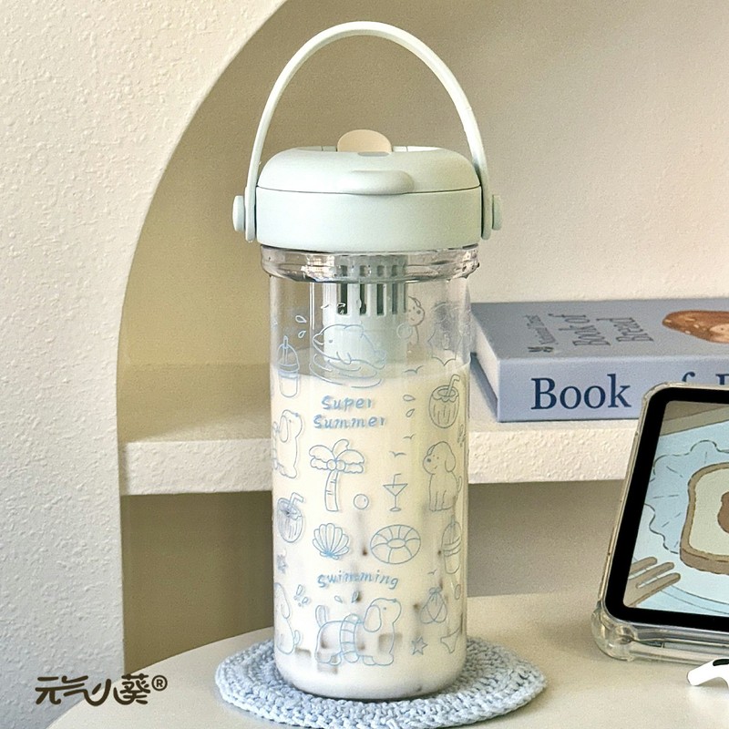 女子学生2025新型プラスチックカップins高颜値シンプル茶漏れストロー付き学生夏大容量カップ|undefined
