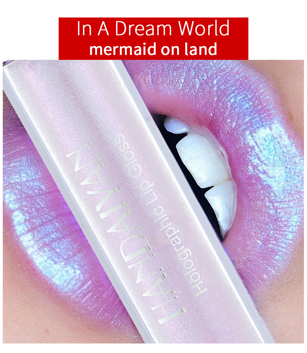 Cross-border Pearlescent Lip Gloss Mermaid HANDAIYAN Long-lasting Moisturizing, Dazzling Bright and Polarized Lip gloss Lip Gloss details Picture