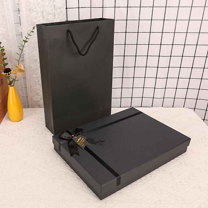 Black Bowknot Clothing Box Shirt Silk Scarf A4 Packaging Box Gift Box Empty Box Lid Gift Box