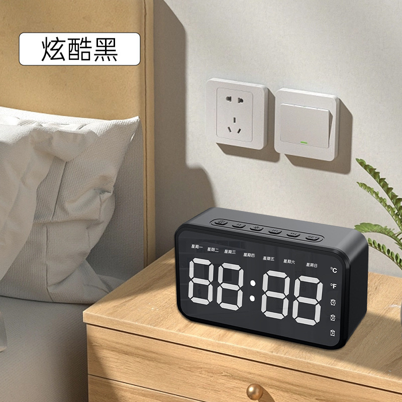 新型クロスボーダー鏡面時計目覚まし時計bluetoothスピーカープレゼント週間カレンダーカードサブウーファパソコン小音響|undefined