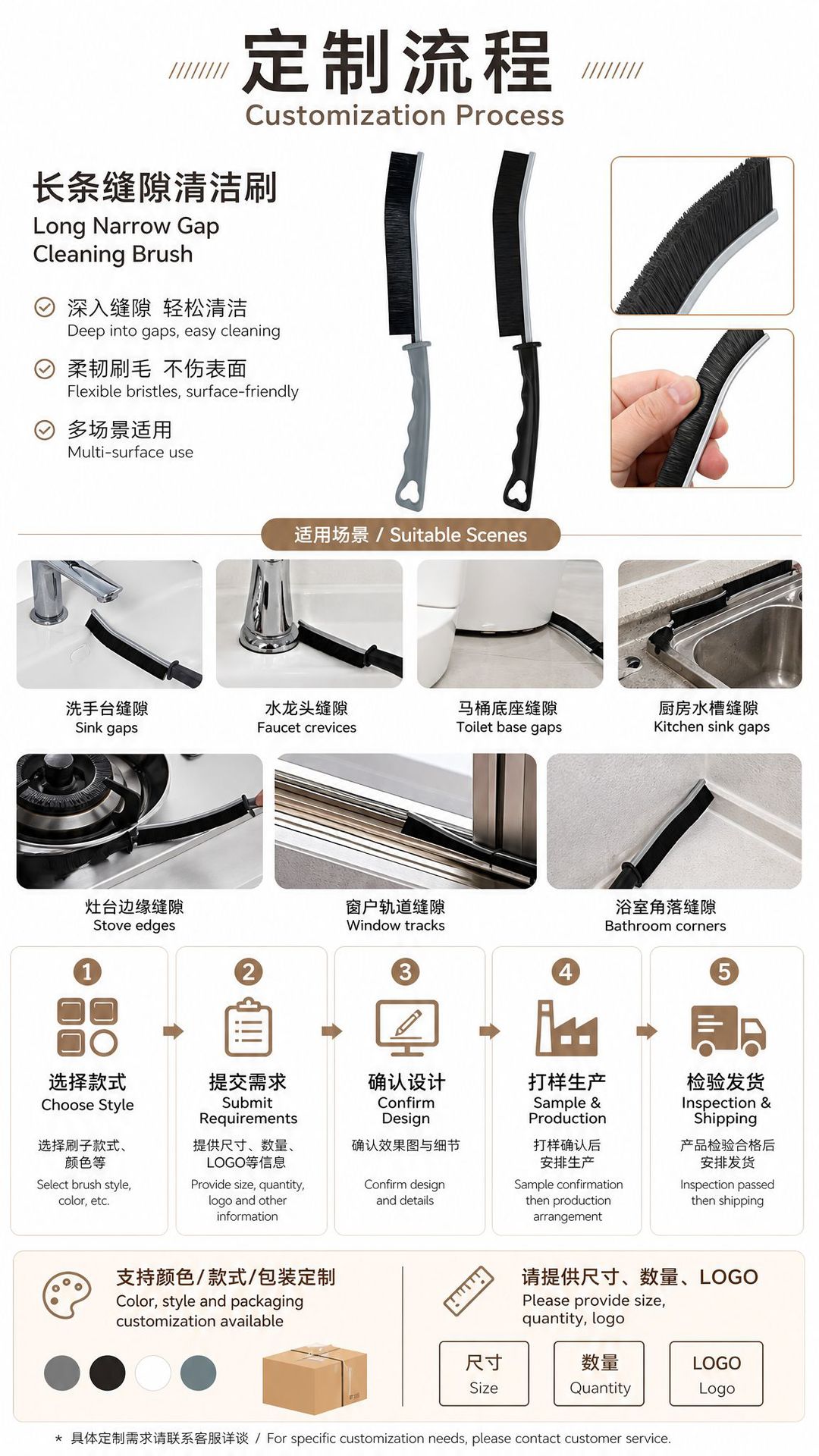 Щетка для щелей Anhui Hongjie белая