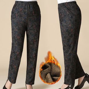 Women's Pants for the Elderly fleece-lined Thickened 70 Grandma's Autumn and Winter Pants Loose Elder's Mother's Pants for Outer Wear
