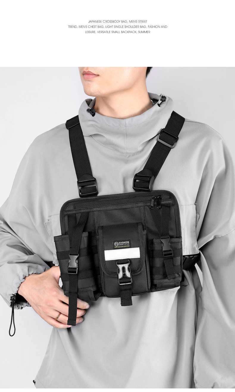 292g Weight Nylon Lining Material Zipper Closure Type Double Shoulder Straps Strap Type Fanny Pack Bags Type Travel, Camping & Hiking Occasion Nylon Material Hiking Backpack Backpack Solid Color Pattern All Seasons Season Men's Gender Sports Style Square Shape Men's Solid Color Nylon Zipper Fanny Pack Hiking Backpack