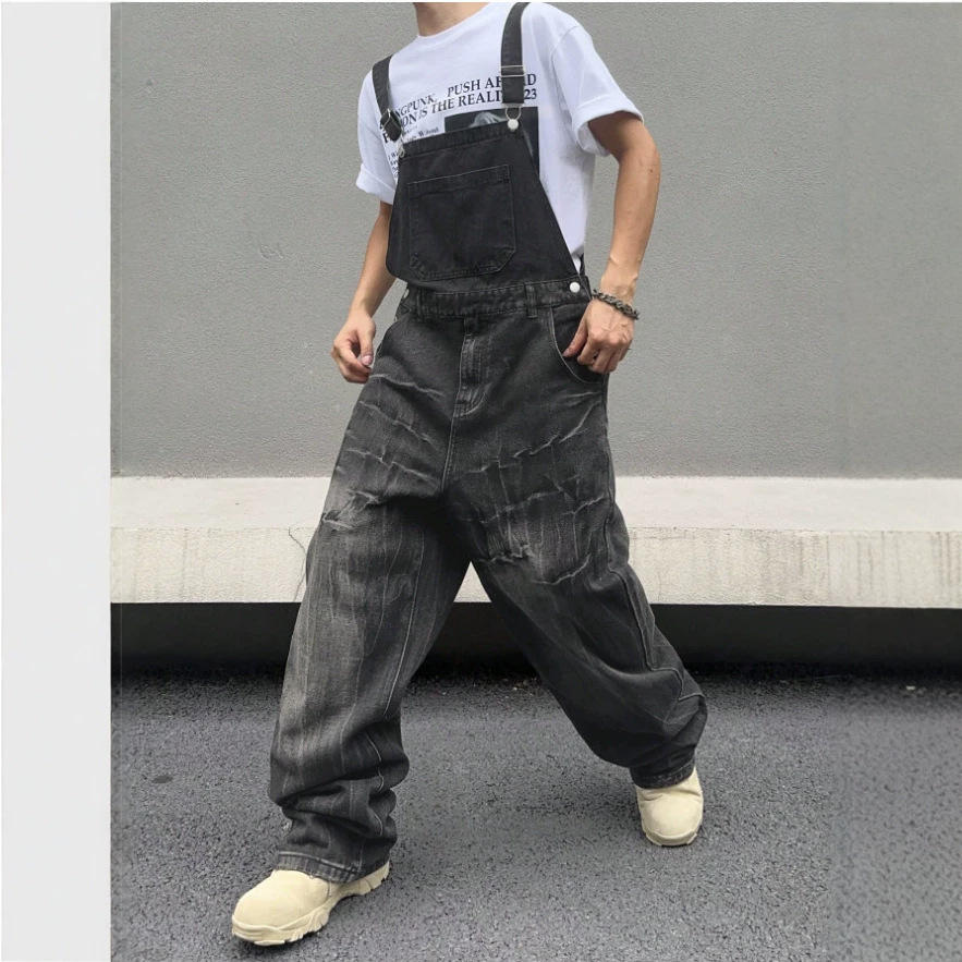 Retro Washed Lightning Bolt Pattern Jeans for Men High Street Vibe Style Design Niche Trendy Brand Cool And Edgy Pants_mkmklike.com