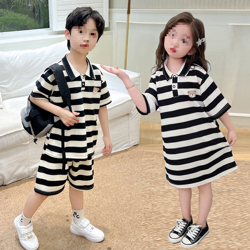 M·H儿童短袖套装夏季新款女童连衣裙男童t恤衣服女童裙洋气童装