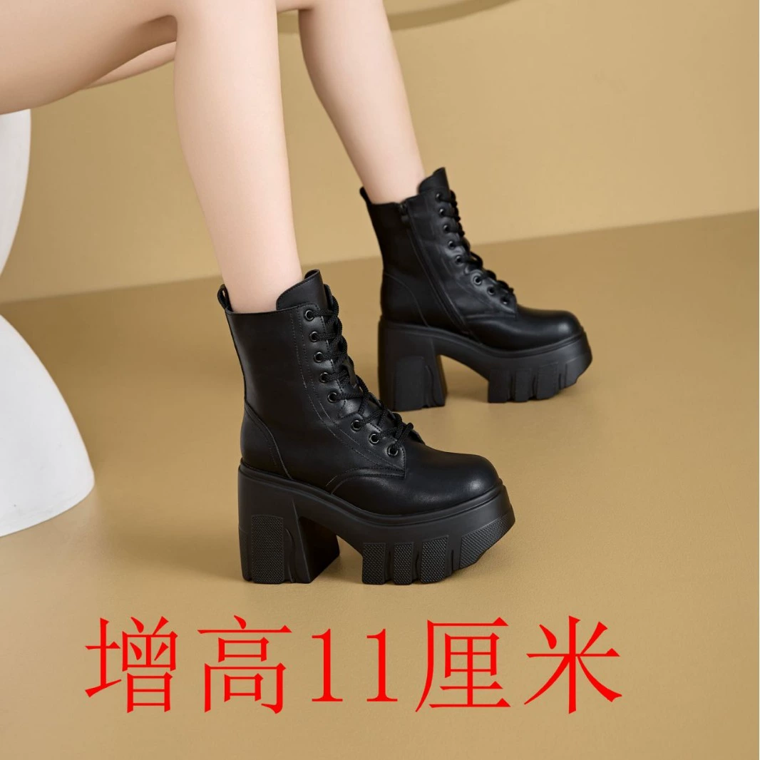 Тонкие сапоги с толстой подошвы толстые каблуки сапоги высокие каблуки сапоги женские сапоги супер высокий каблуки Martin сапоги маленькая принцесса новый стиль