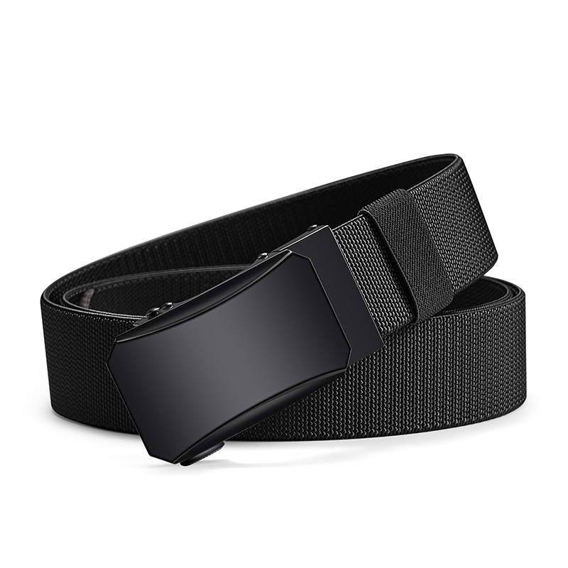 现货男士高弹力尼龙自动扣战术腰带中青年休闲帆布皮带一件代发