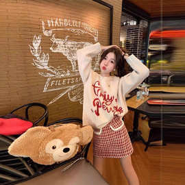 【工厂直销】甜美圣诞穿搭女冬季慵懒风软糯毛衣宽松加厚外穿上衣