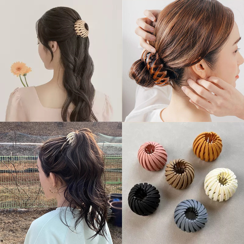 Frosted Bird's Nest Hair Band Lazy Ball Head Hair Handy Gadget Korean Internet Celebrity High Ponytail Telescopic Clip Women's Hairpin