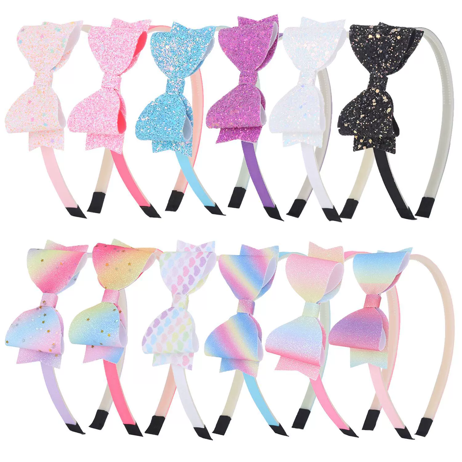 现货新款双层蝴蝶结发箍夏季发饰亚马逊葱粉闪亮 小仙女头箍头饰