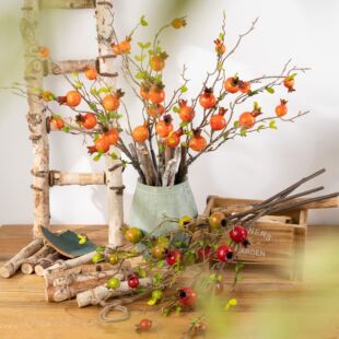 Pomegranate dry branches simulated fruit fruit home decoration road flower wall fake flowers cross-border INS style simulated flower manufacturer