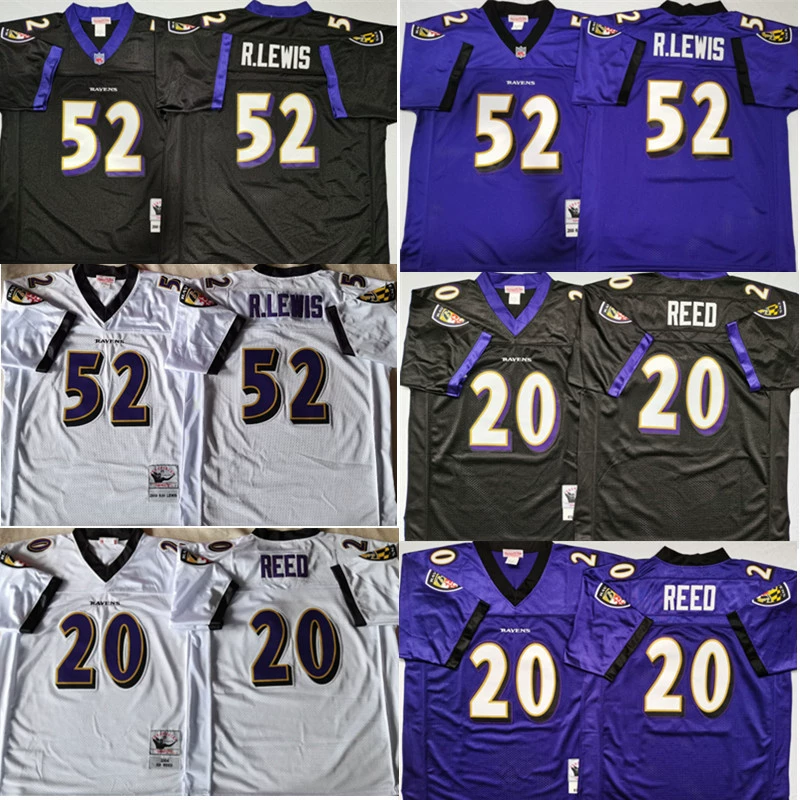 (Балтимор Рэйвенс) Футбольная майка № 52 20 # Мужская легендарная спортивная одежда MN в стиле ретро