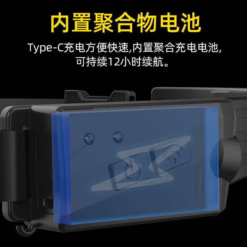 挥手感应cob硅胶头灯户外usb充电露营led头灯强光头戴式户外骑行