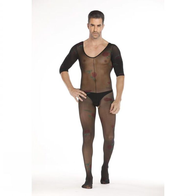 Men's Fishnet Stockings Bodysuit Lingerie Ultra-Sheer Seductive Sexy Open-Crotch Hot Bodysuit