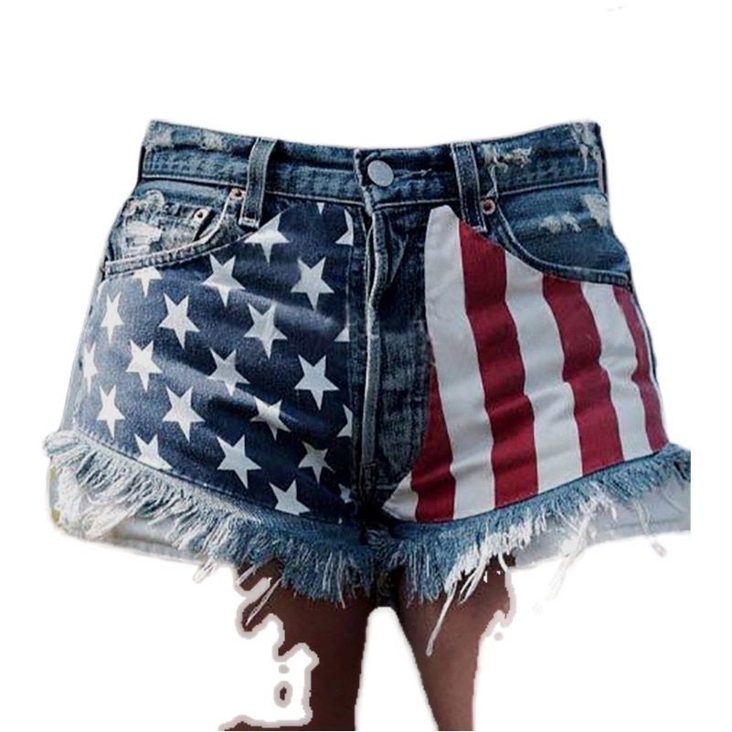Shorts Vaqueros de Mujer con Estampado de Estrellas, Estilo Europeo y Americano, Plataforma Independiente de Amazon, Venta Transfronteriza