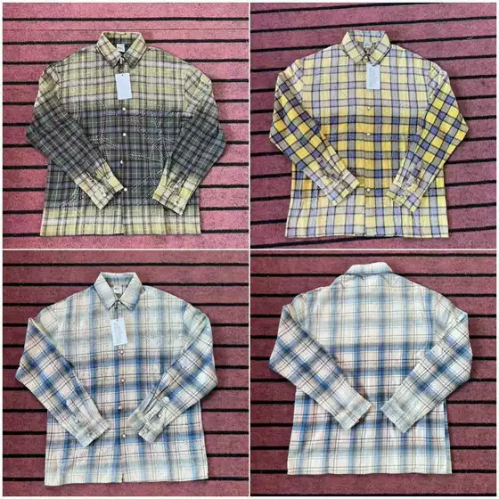 Valley Vintage Washed Denim-Inspired Plaid Long-Sleeve Shirt Jacket with Rhinestone Logo - High-Street Casual Unisex Oversized Fit