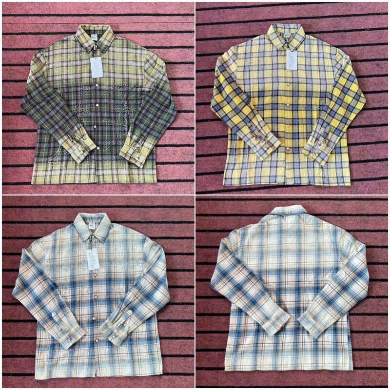 Trendy Valley Rhinestone Logo High Street Fashion Casual Unisex Gradient Retro Plaid Long-Sleeve Shirt Jacket