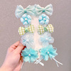 Hairgrip for princess with bow, cloth, children's hairpins, hair accessory, bangs, flowered